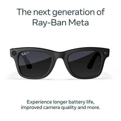 Ray-Ban | Meta Wayfarer Large (Gen 2) - Matte Black, Polarized Gradient Graphite lenses