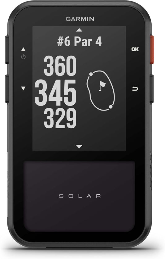 Garmin Approach® G20 Solar, GPS Golf Handheld with Solar Charging, Sunlight-Readable High Resolution Display, Built-in Magnet to Mount On Your Cart, Big Numbers for Easy Reading