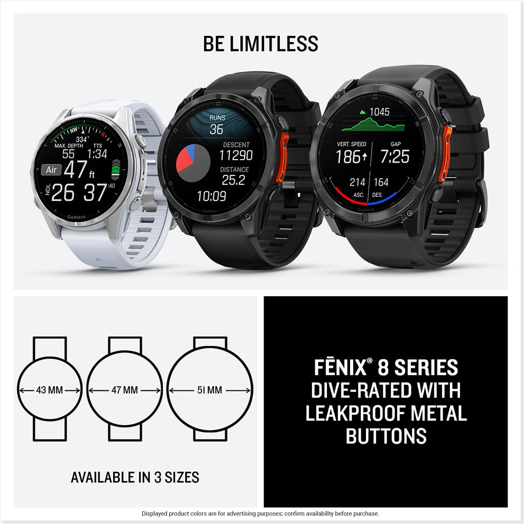 Garmin fēnix® 8 – 43mm, AMOLED, Premium Multisport GPS Smartwatch