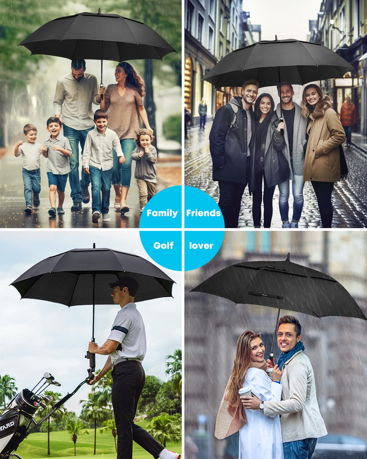 Gonex 54/62/68/72/80 Inch Extra Large Golf Umbrella - Black - 72 inch