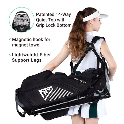 ASK ECHO ST-Lock Mecha 14 Way Dividers Quiet Hybrid Stand Bag for Men & Women