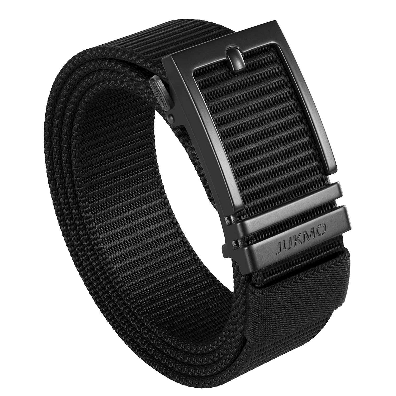 JUKMO Ratchet Golf Belt for Men, Nylon Web Tactical Belt with Automatic Slide Buckle - Black - XX - Large - for Waist 50" - 53" (Length 61")