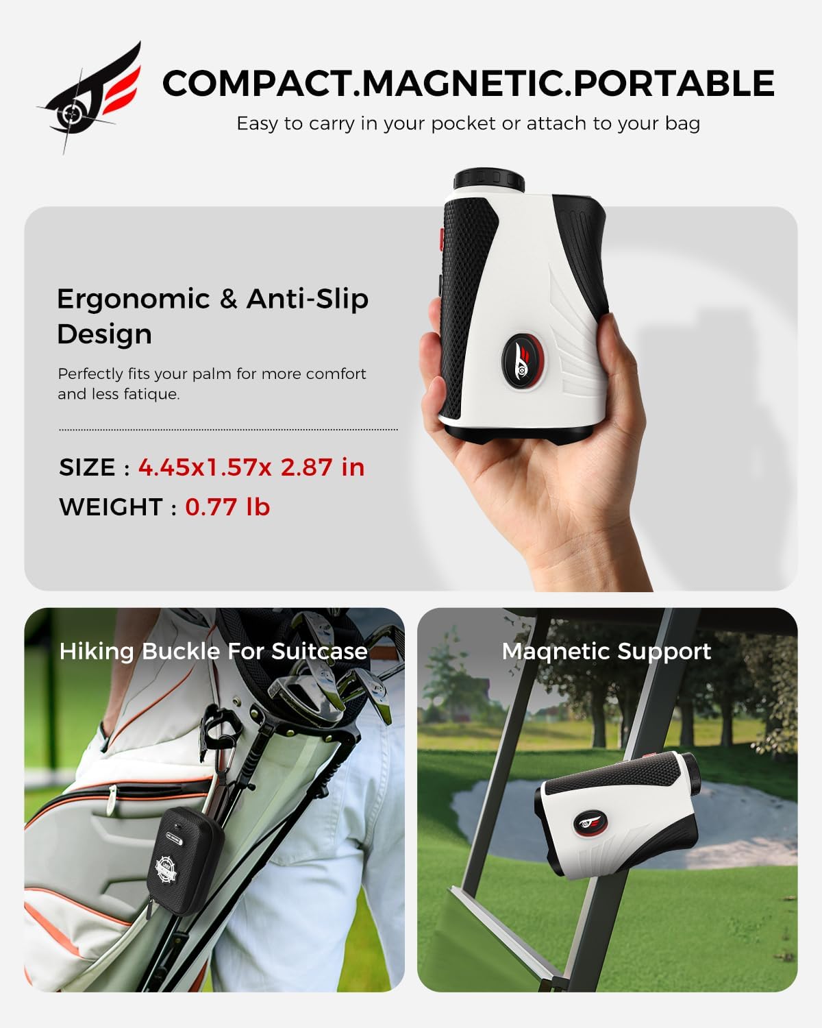 Golf Rangefinder with Slope - 1200 Yards Laser Range Finder with Flag Pole Locking Vibration, 7X Magnification rangefinder with Magnet Stripe