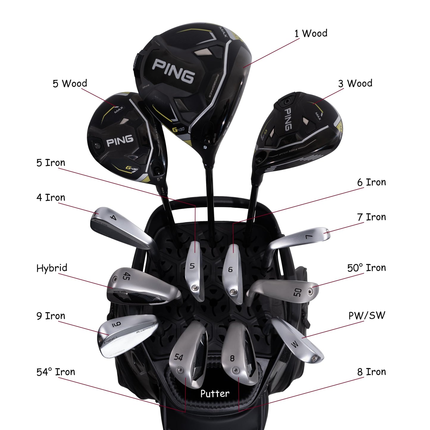 ASK ECHO Soundless Cart Golf Bag with 15 Way Full Length Dividers Golf SLC-130LE Cart Bag