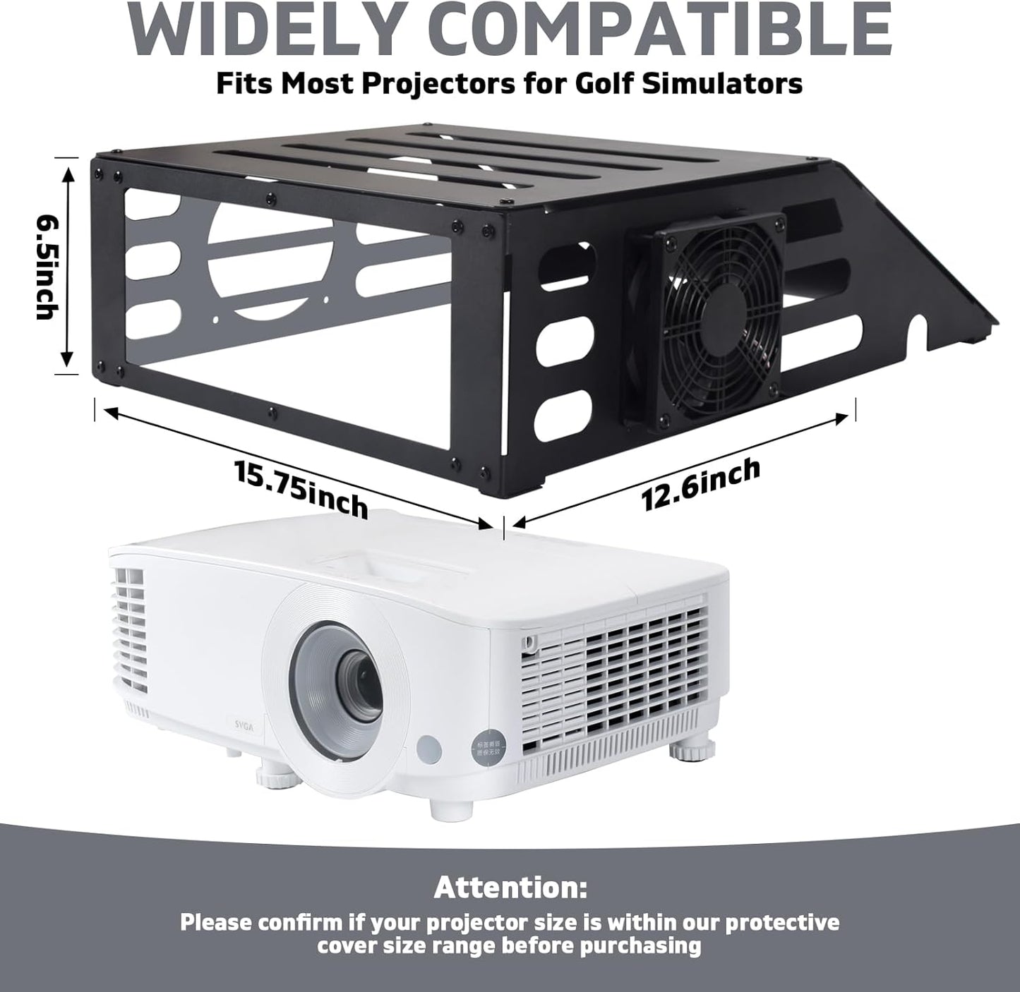 Golf Simulator Projector Cover - Floor Mounted Enclosure with Cooling Fan for Optimal Protection