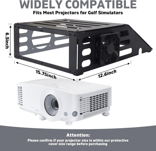 Golf Simulator Projector Cover - Floor Mounted Enclosure with Cooling Fan for Optimal Protection
