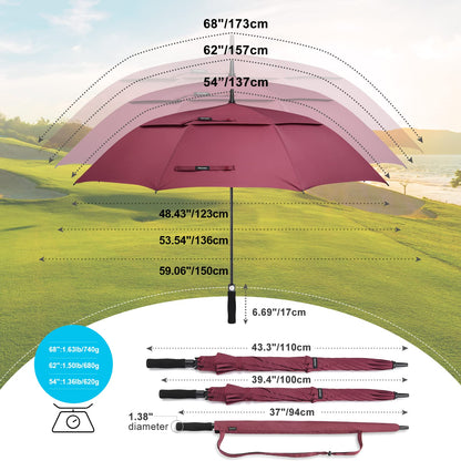 Gonex 54/62/68/72/80 Inch Extra Large Golf Umbrella - Black - 72 inch