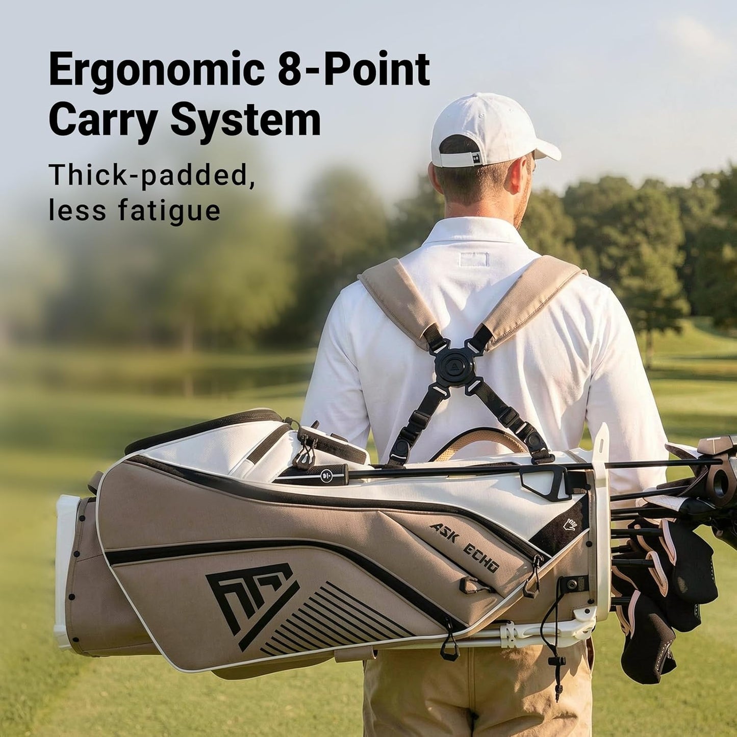 ASK ECHO Golf ST-14 Hybrid Stand Bag with 14 Way Full Length Dividers & Quick Putter Clip