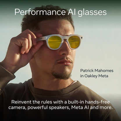 Oakley | Meta HSTN - with Meta AI, Audio, Photo, Video Compatibility - Warm Grey, Prizm™ Ruby