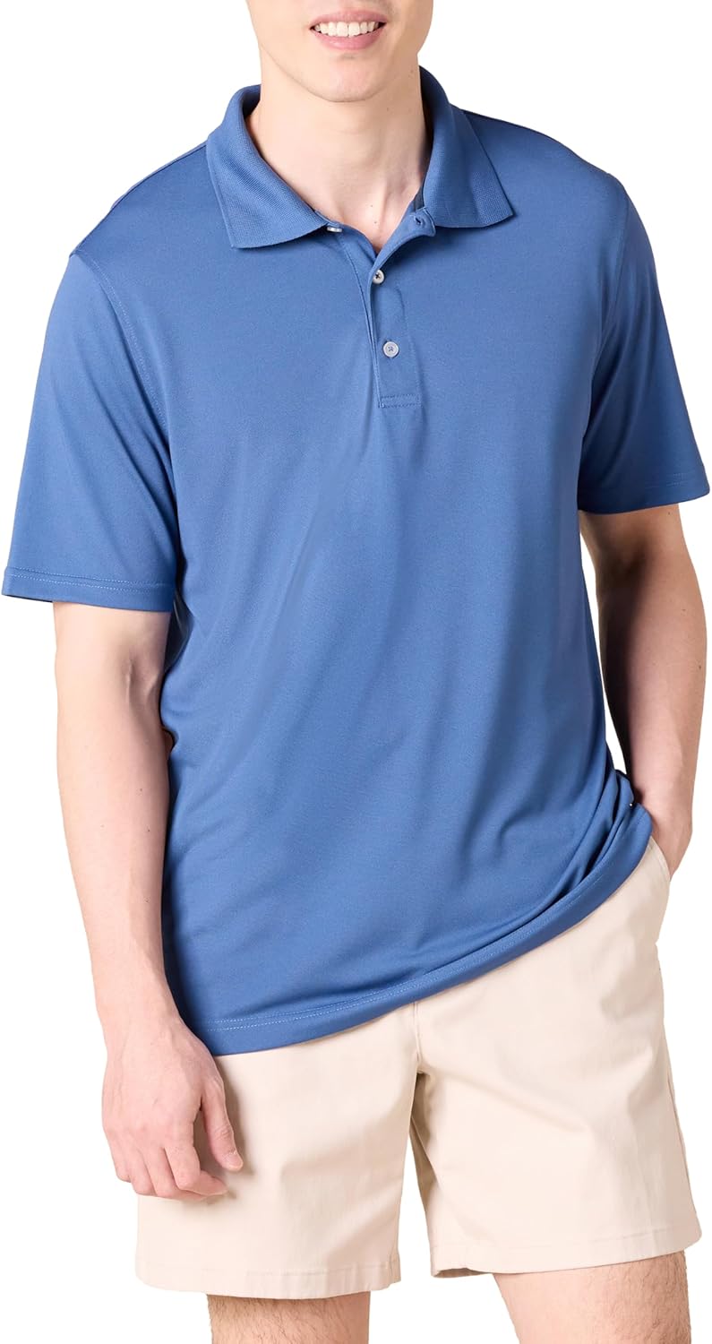 Amazon Essentials Mens Golf Polo Shirt, Moisture-Wicking Quick Dry, Short Sleeve