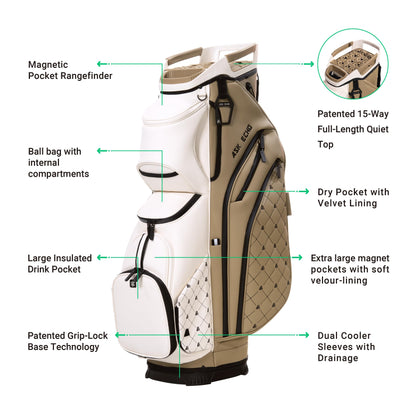ASK ECHO Soundless Cart Golf Bag with 15 Way Full Length Dividers Golf SLC-130LE Cart Bag