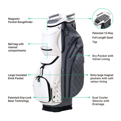 ASK ECHO Soundless Cart Golf Bag with 15 Way Full Length Dividers Golf SLC-130LE Cart Bag
