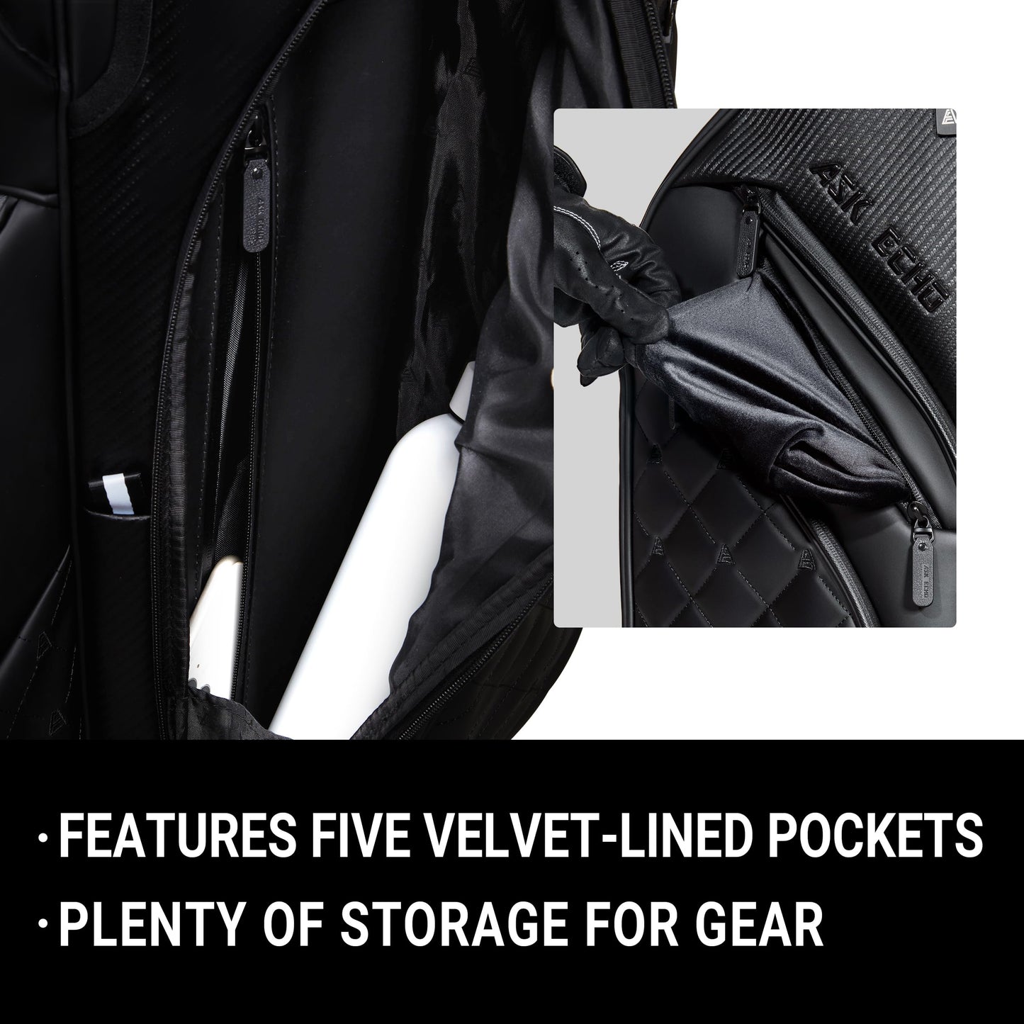 ASK ECHO Soundless Cart Golf Bag with 15 Way Full Length Dividers Golf SLC-130LE Cart Bag