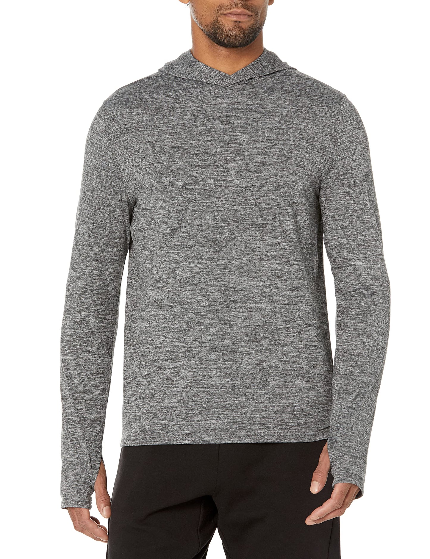 Amazon Essentials Men's Active Quick Dry Tech Stretch Long-Sleeve Hooded Pullover T-Shirt