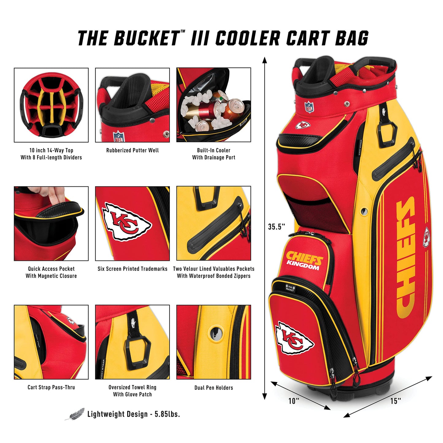 Kansas City Chiefs The Bucket III Cooler Cart Golf Bag |Team Effort