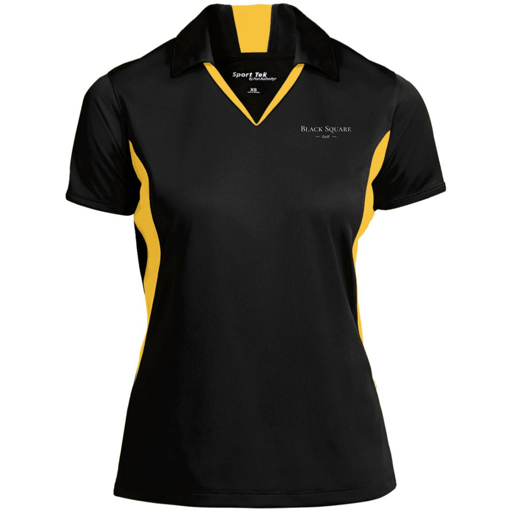 Black Square Golf Ladies' Colorblock Performance Polo - Black/Gold - X-Small