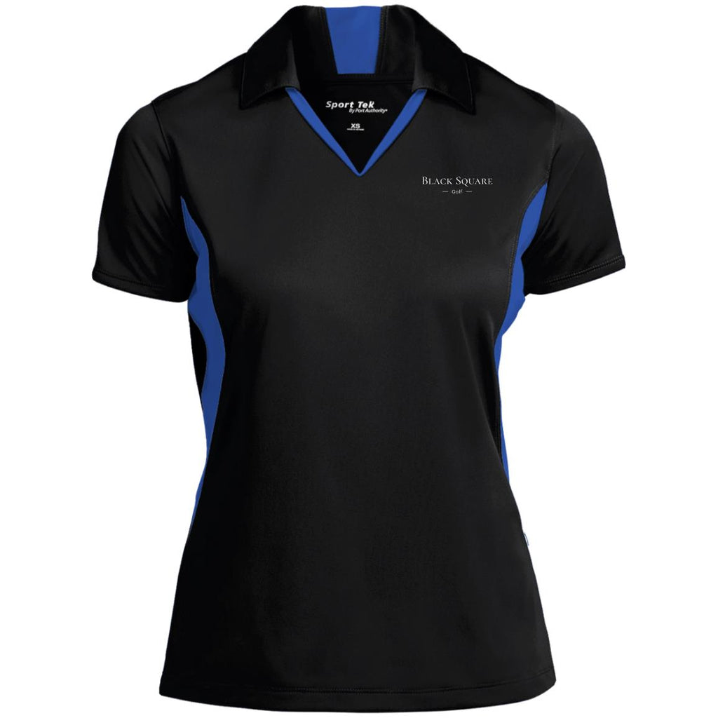 Black Square Golf Ladies' Colorblock Performance Polo - Black/True Royal - X-Small
