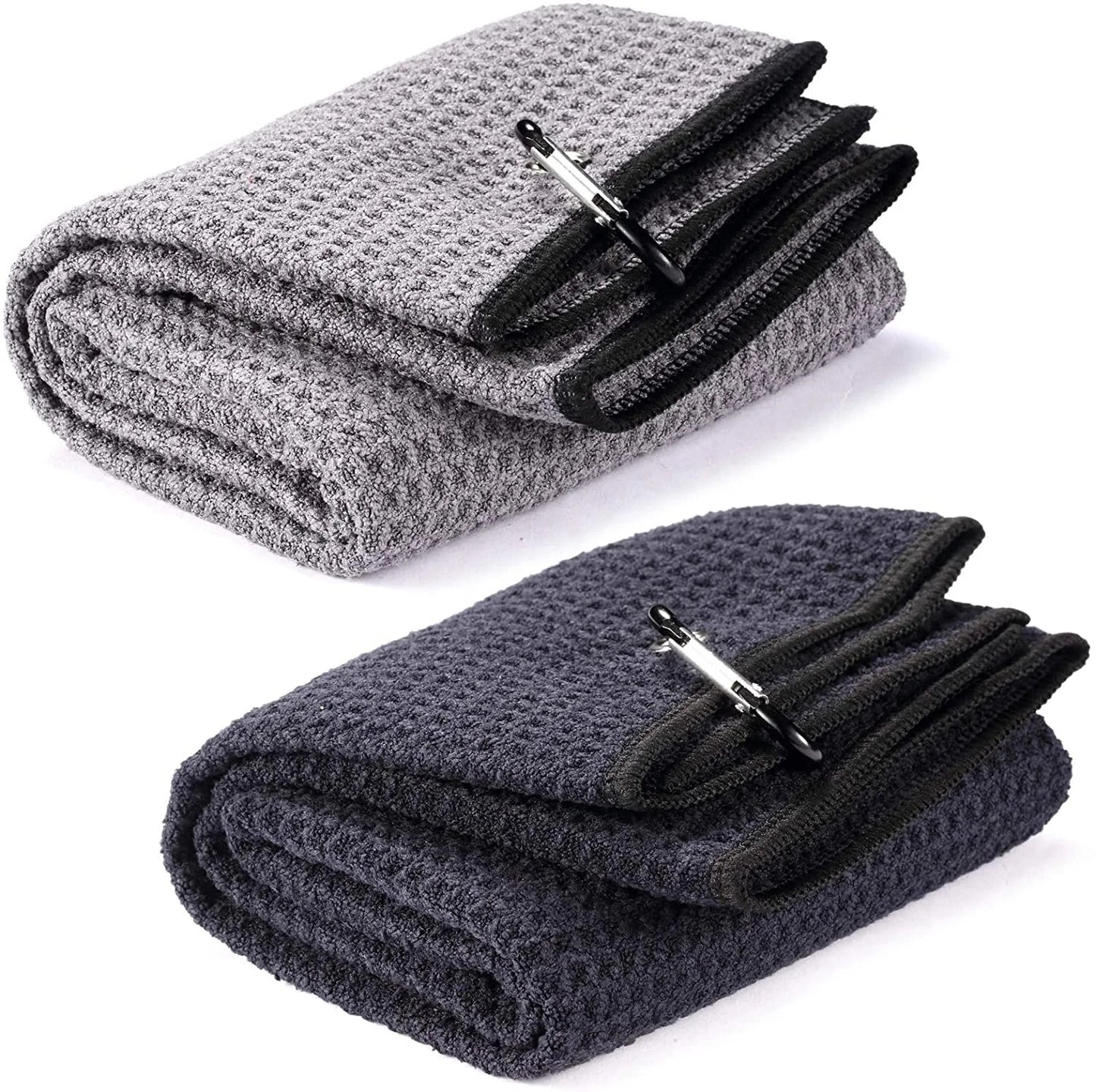 Black Square Golf Trifold Waffle Towel