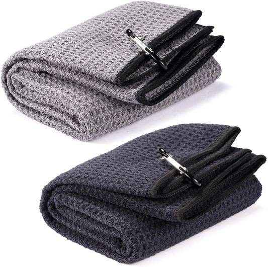 Black Square Golf Trifold Waffle Towel