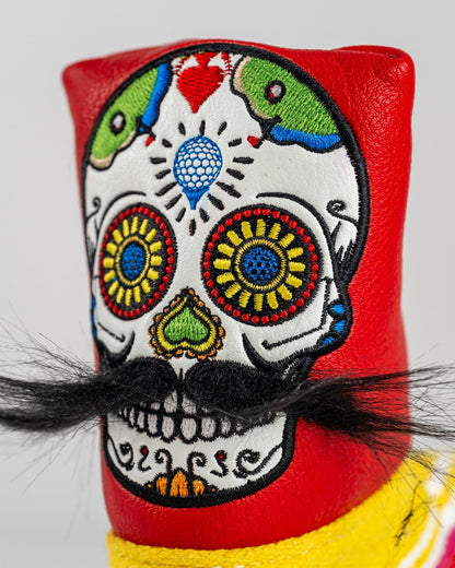 Mustache Sugar Skull - Blade Putter Cover Red