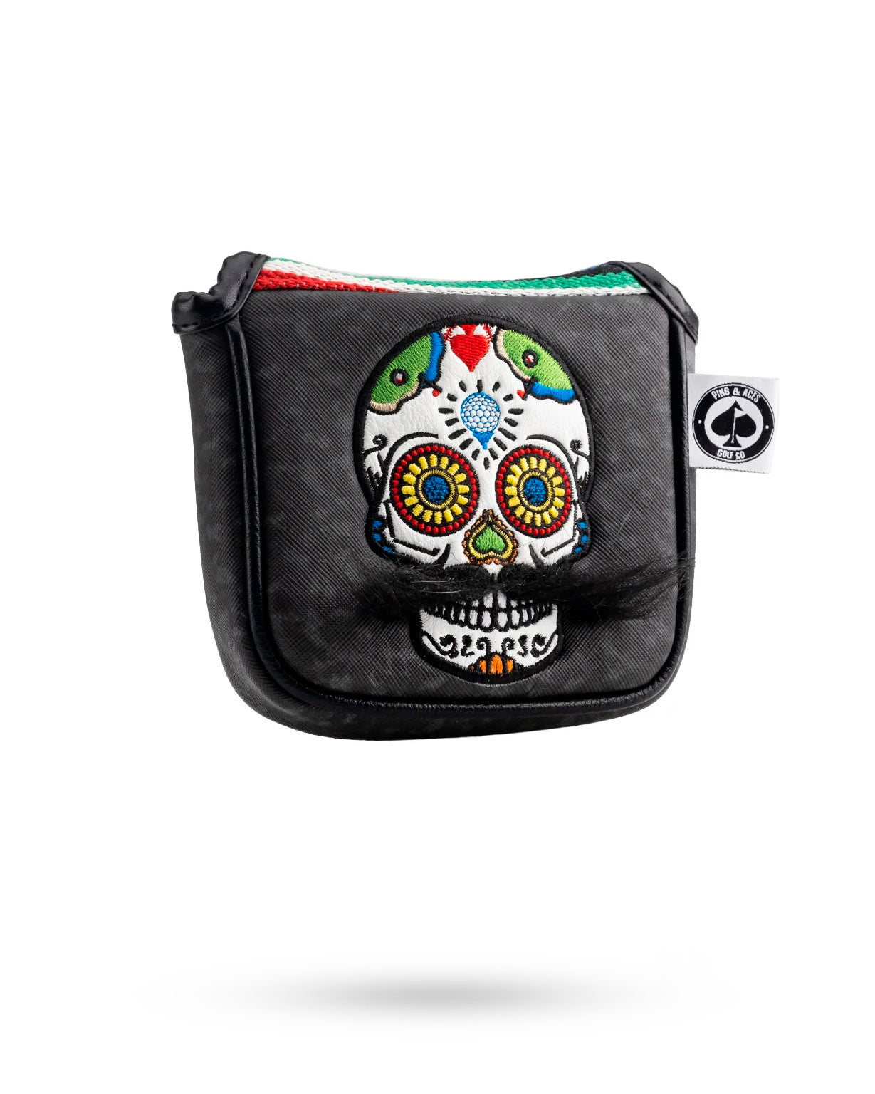 Mustache Sugar Skull - Mallet Putter Cover Gray Camo