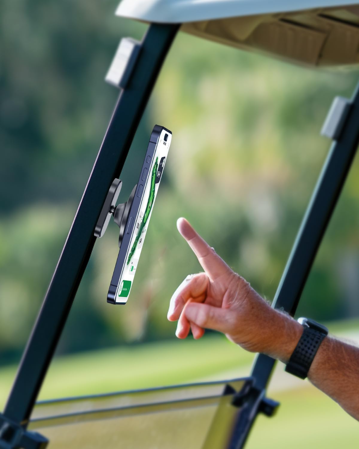 A2C Alloy Magnetic Golf Cart Phone Holder for MagSafe iPhone 16 Pro Max Plus 15 14 13 12 Mini Fits EZGO, Club Car, Yamaha, Icon, Golf Cart Accessories Gadgets Essentials Gift for Friends Men Women - 