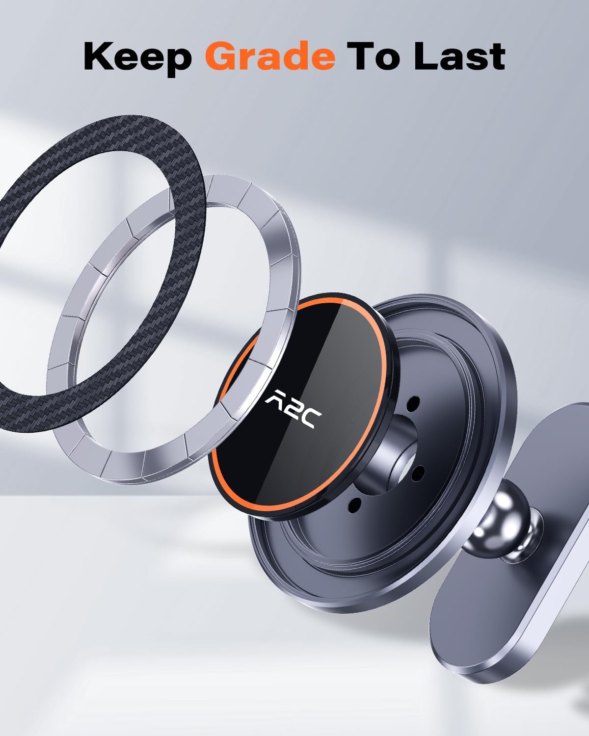 A2C Alloy Magnetic Golf Cart Phone Holder for MagSafe iPhone 16 Pro Max Plus 15 14 13 12 Mini Fits EZGO, Club Car, Yamaha, Icon, Golf Cart Accessories Gadgets Essentials Gift for Friends Men Women - 