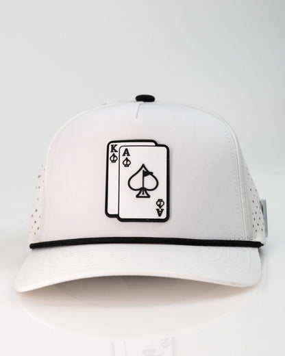 Ace/King White - Perforated Rope Hat - Pins and Aces