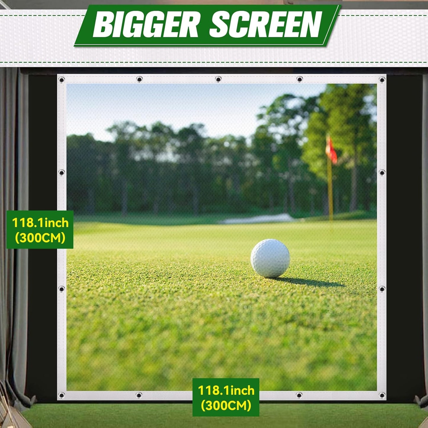 aikeec Golf Simulator Impact Screen: 7mm Thickened Golf Impact Screen for Indoor/Home/Garage Training - 10 ft x 8.5 ft - 