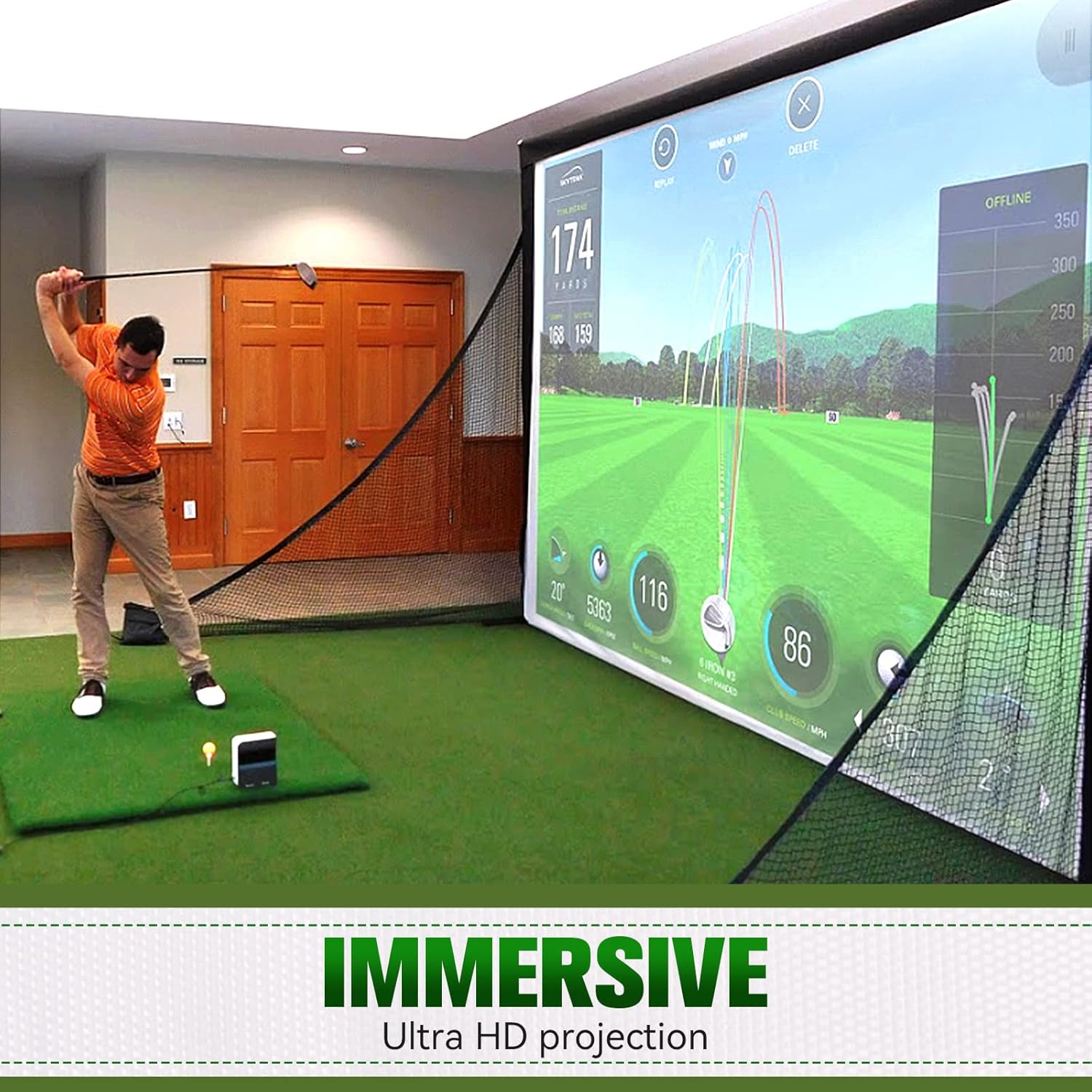aikeec Golf Simulator Impact Screen: 7mm Thickened Golf Impact Screen for Indoor/Home/Garage Training - 10 ft x 8.5 ft - 