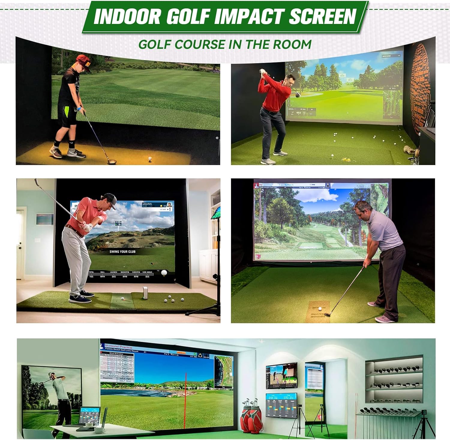 aikeec Golf Simulator Impact Screen: 7mm Thickened Golf Impact Screen for Indoor/Home/Garage Training - 10 ft x 8.5 ft - 