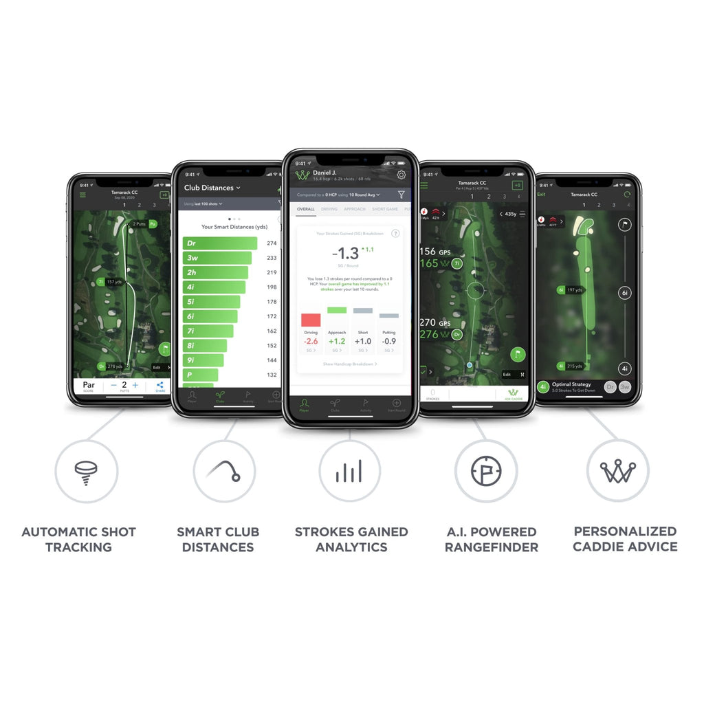 Arccos Smart Sensors: Automatic Golf Game Tracking System, A.I. Powered GPS Rangefinder & Smart Club Distances - Smoke - 