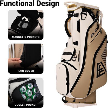 ASK ECHO Golf ST - 14 Hybrid Stand Bag with 14 Way Full Length Dividers & Quick Putter Clip - Ask Echo