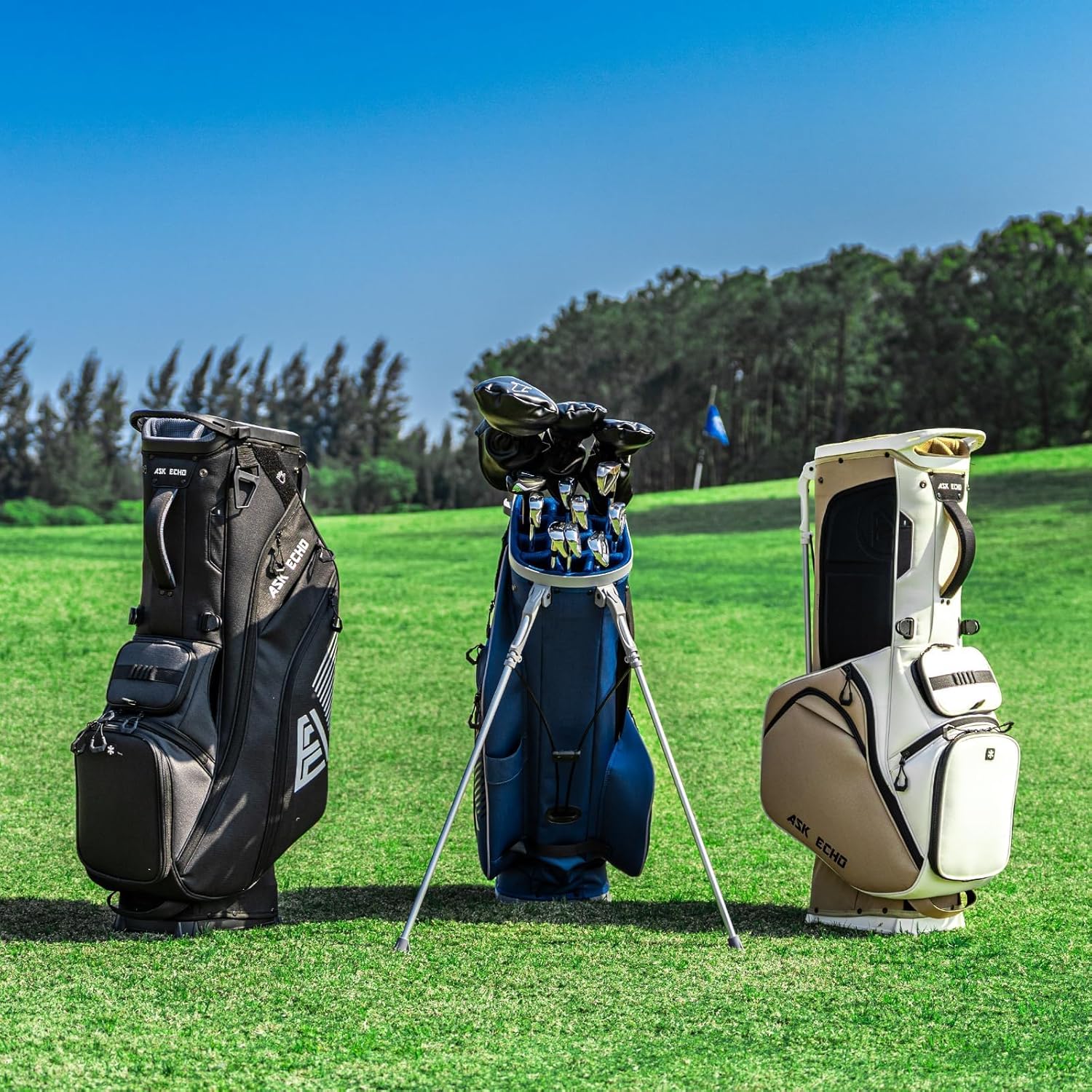 ASK ECHO Golf ST - 14 Hybrid Stand Bag with 14 Way Full Length Dividers & Quick Putter Clip - Ask Echo