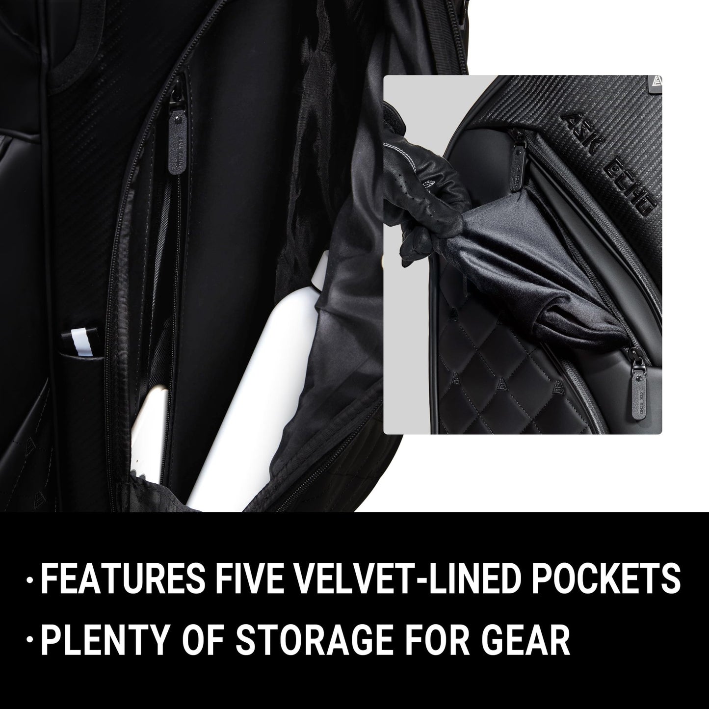 ASK ECHO Soundless Cart Golf Bag with 15 Way Full Length Dividers Golf SLC - 130LE Cart Bag - Ask Echo