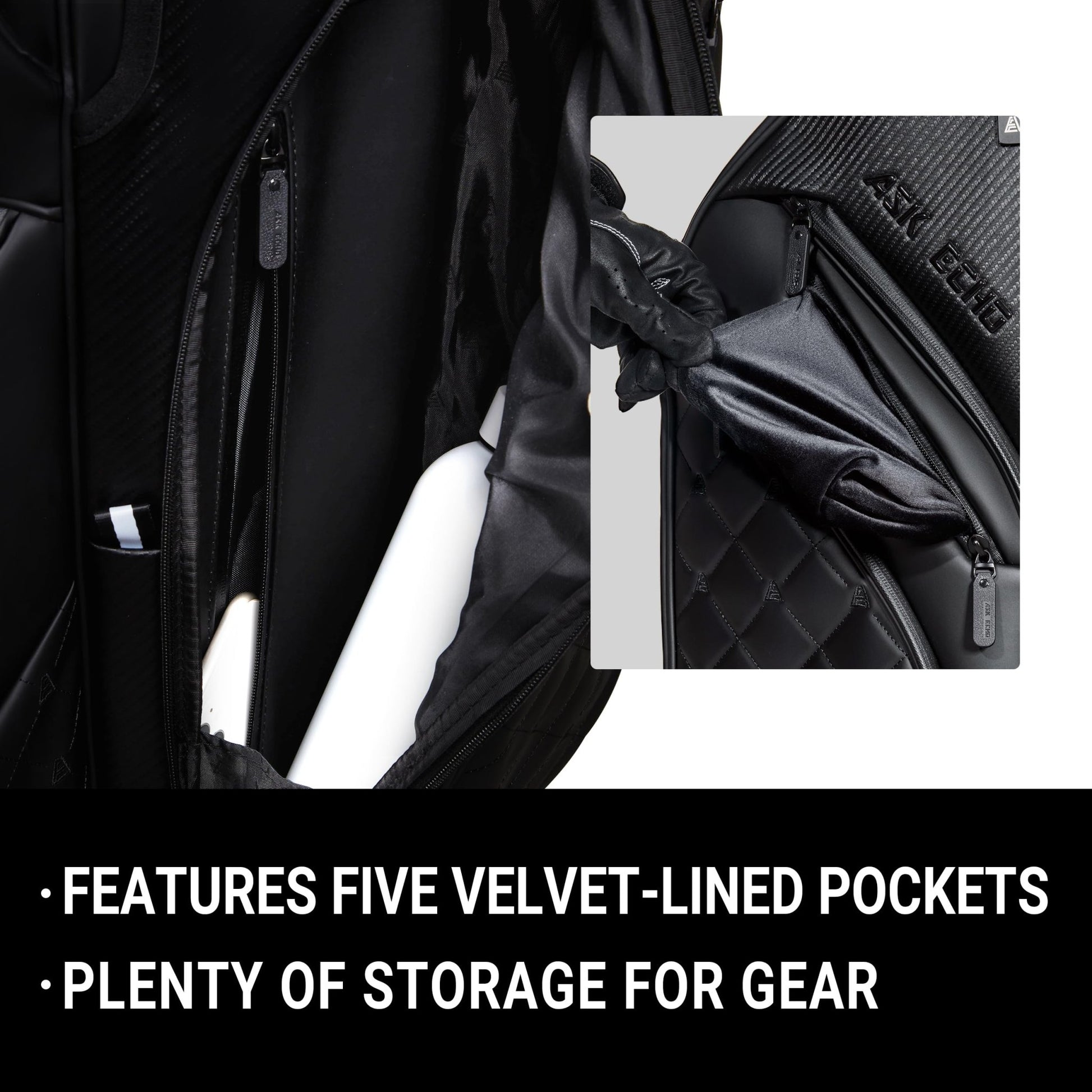 ASK ECHO Soundless Cart Golf Bag with 15 Way Full Length Dividers Golf SLC - 130LE Cart Bag - Ask Echo