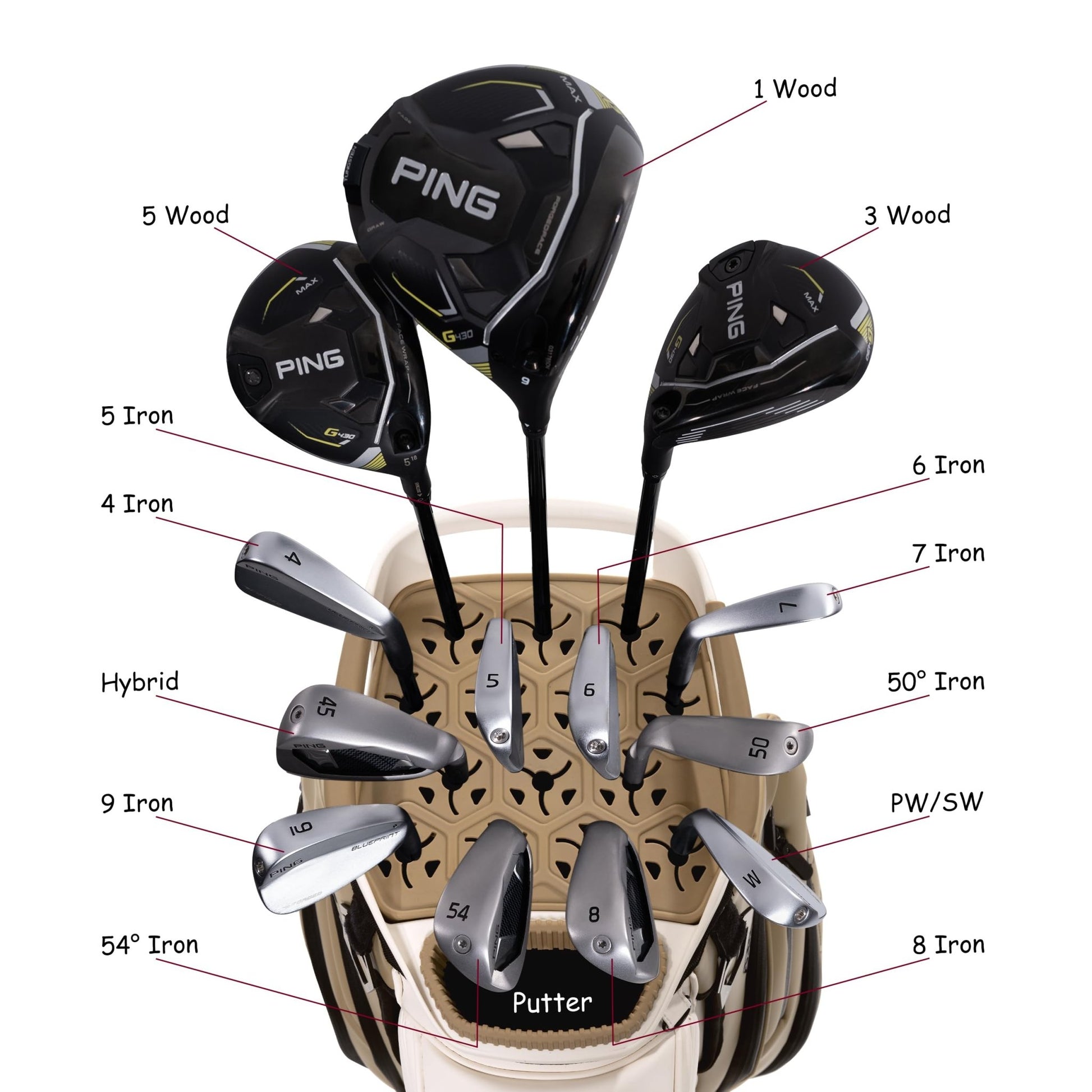ASK ECHO Soundless Cart Golf Bag with 15 Way Full Length Dividers Golf SLC - 130LE Cart Bag - Ask Echo