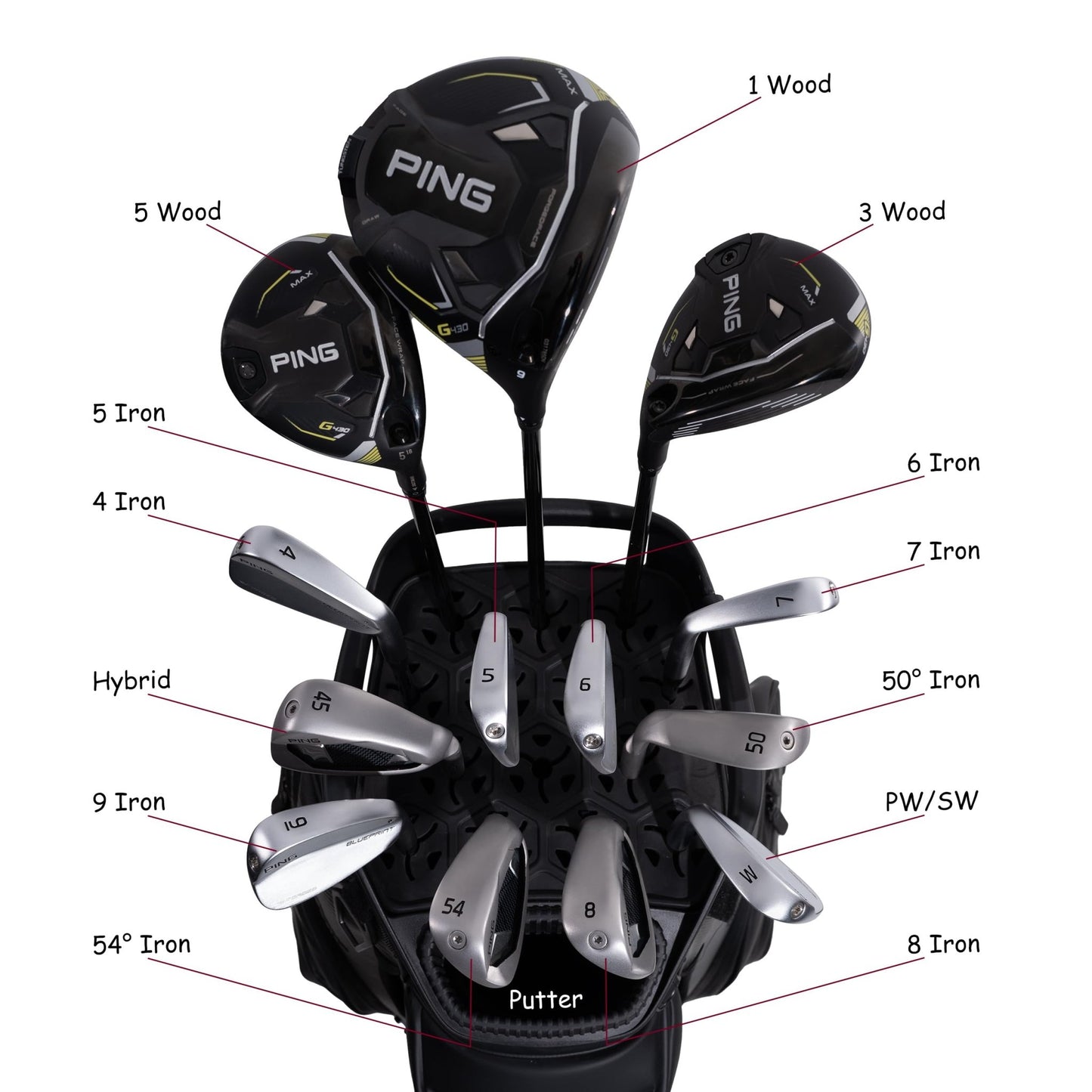 ASK ECHO Soundless Cart Golf Bag with 15 Way Full Length Dividers Golf SLC - 130LE Cart Bag - Ask Echo