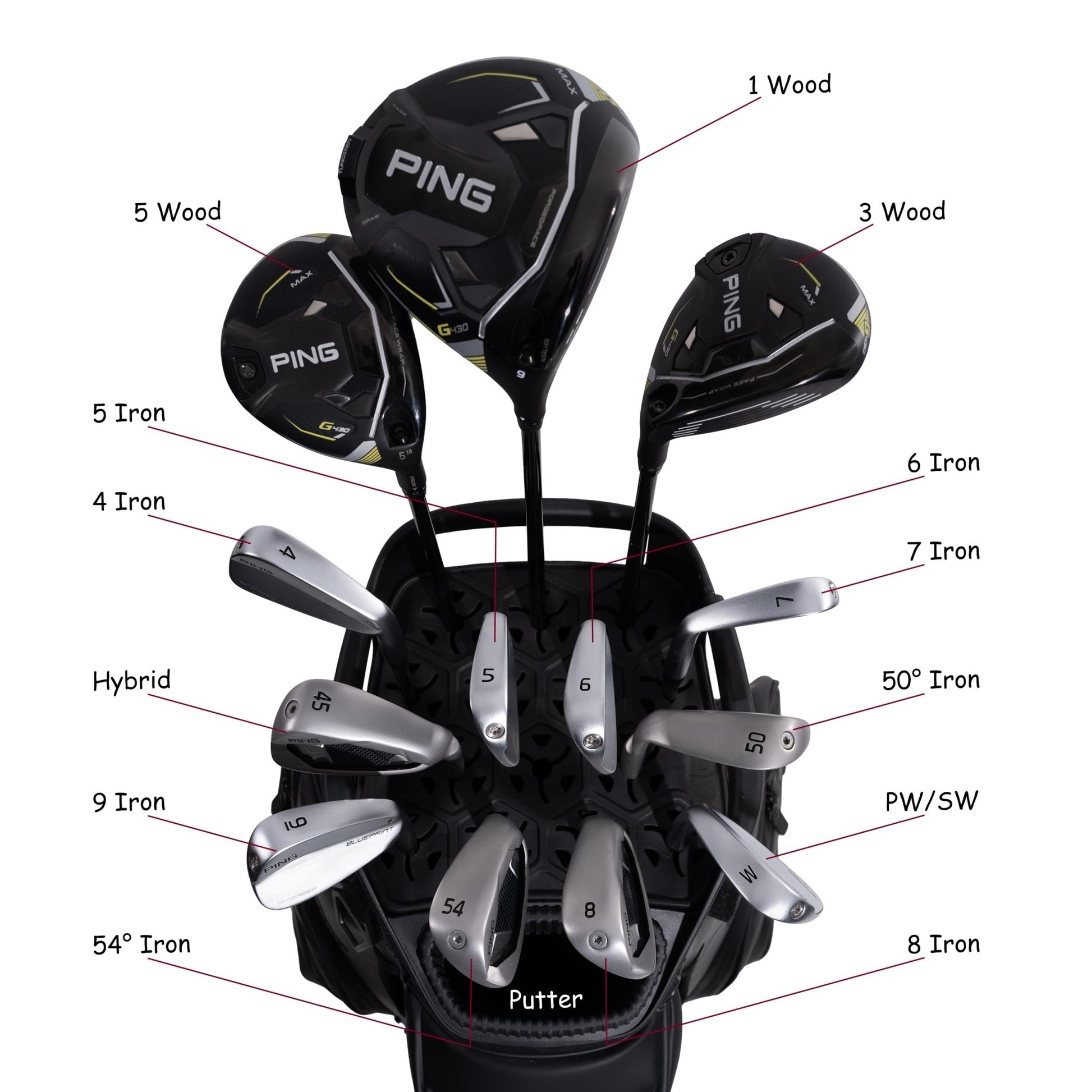 ASK ECHO Soundless Cart Golf Bag with 15 Way Full Length Dividers Golf SLC - 130LE Cart Bag - Ask Echo