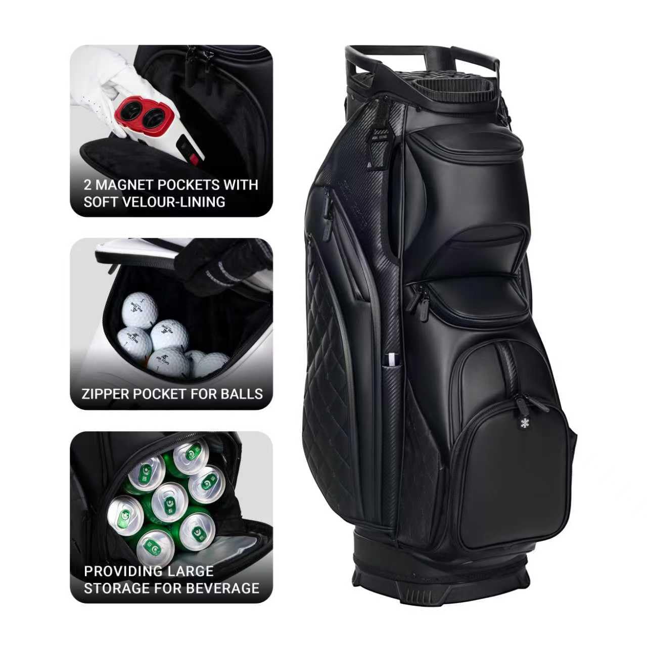 ASK ECHO Soundless Cart Golf Bag with 15 Way Full Length Dividers Golf SLC - 130LE Cart Bag - Ask Echo