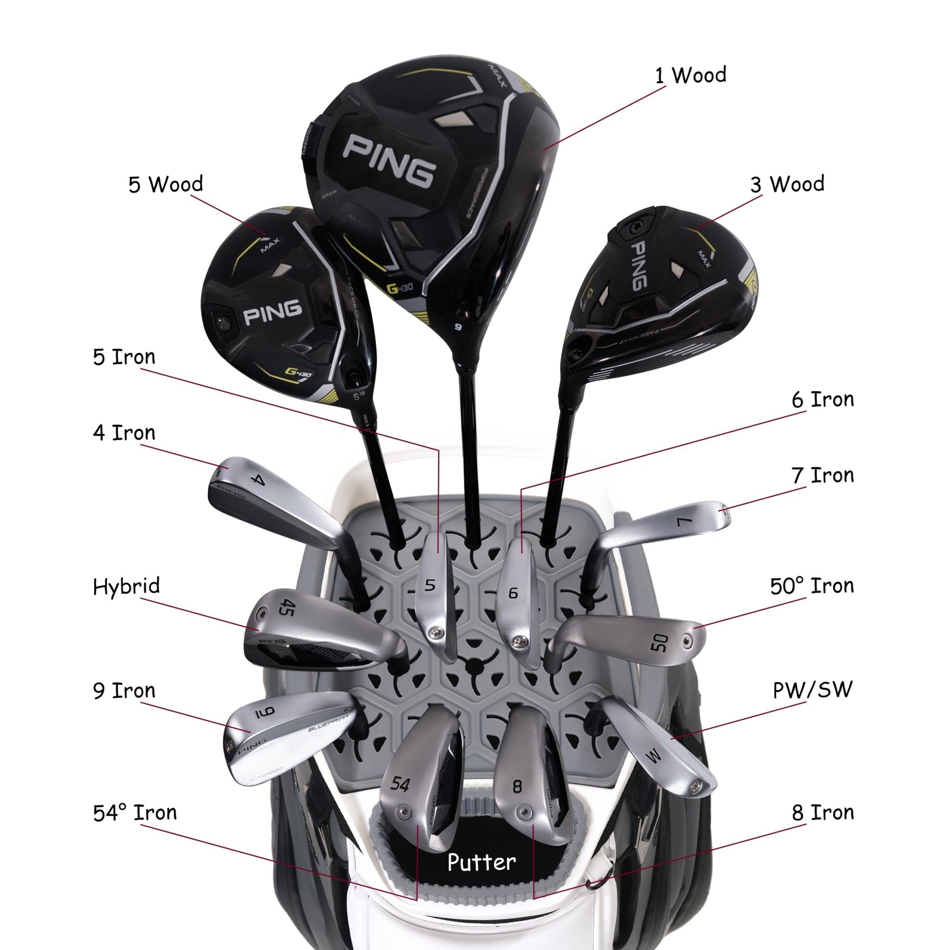 ASK ECHO Soundless Cart Golf Bag with 15 Way Full Length Dividers Golf SLC - 130LE Cart Bag - Ask Echo