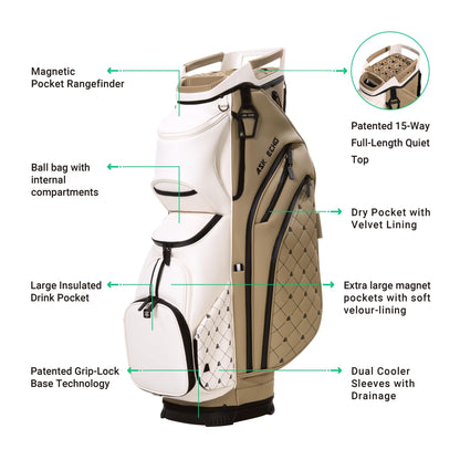 ASK ECHO Soundless Cart Golf Bag with 15 Way Full Length Dividers Golf SLC - 130LE Cart Bag - Ask Echo