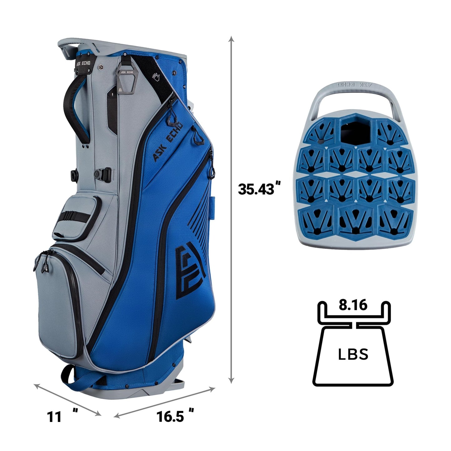 ASK ECHO ST - Lock Mecha 14 Way Dividers Quiet Hybrid Stand Bag for Men & Women - Ask Echo