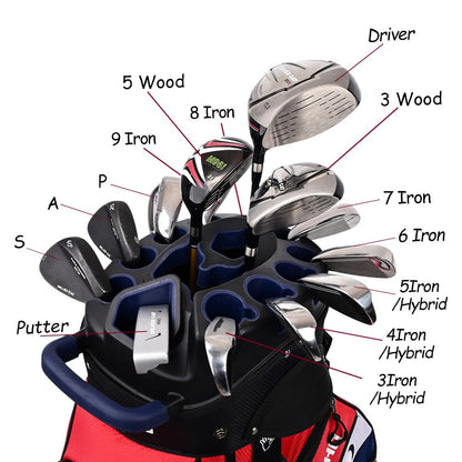 ASK ECHO T - Lock Golf Cart Bag with 14 Way Organizer Divider Top, Premium Cart Bag with Handles and Rain Cover - Navy Blue - 