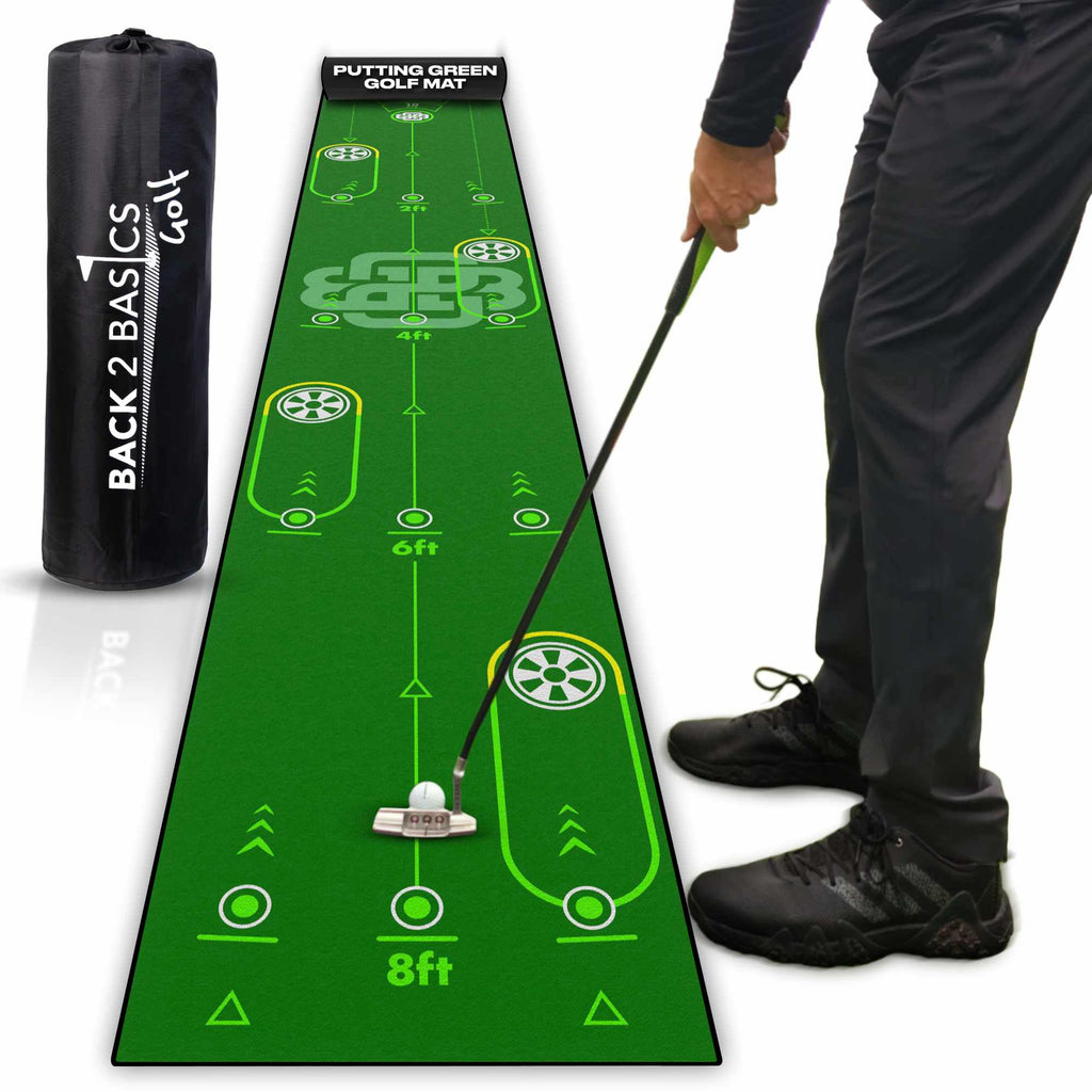 Back 2 Basics 10ft Golf Putting Mat - True - to - Life Green Simulation Golf Putting Mat - Green - 