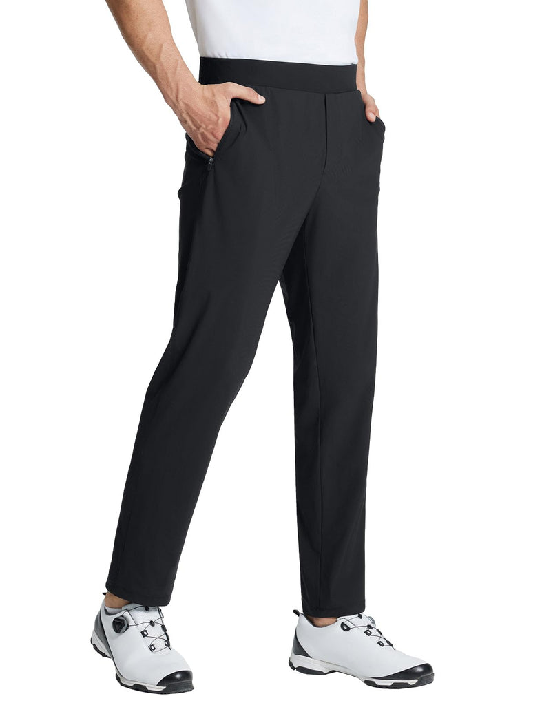 BALEAF Men's Golf Pants Stretch Relaxed Fit 30" Sweatpants with Zipper Pockets - A - black - XX - Large