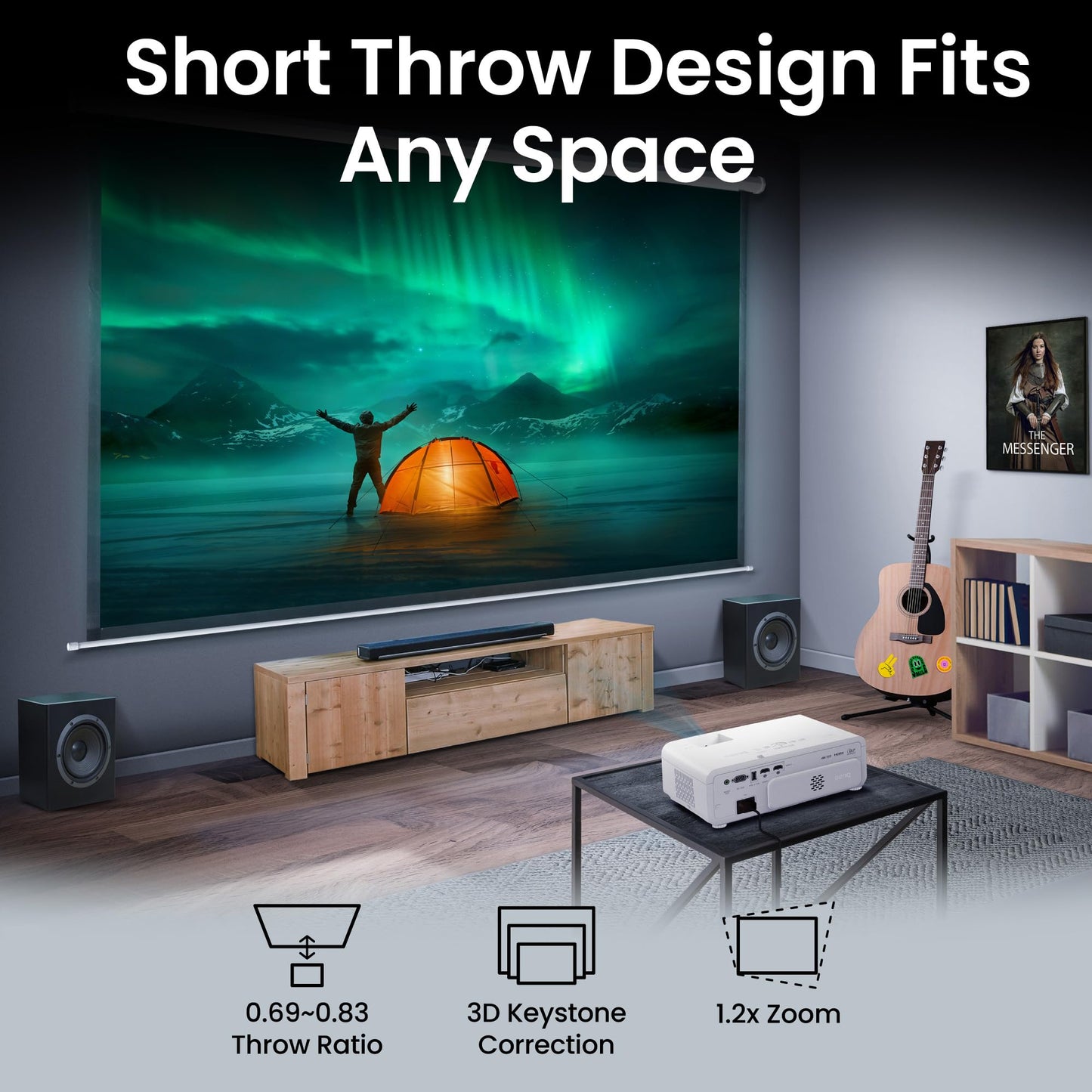 BenQ TK710STi 4K HDR Laser 3200 Lumens Movie and Gaming Short Throw Projector with 4ms Response Time | 240Hz Refresh Rate | HDR10 & HLG - TK710 - 4K Laser 3200 lm 5W Speaker