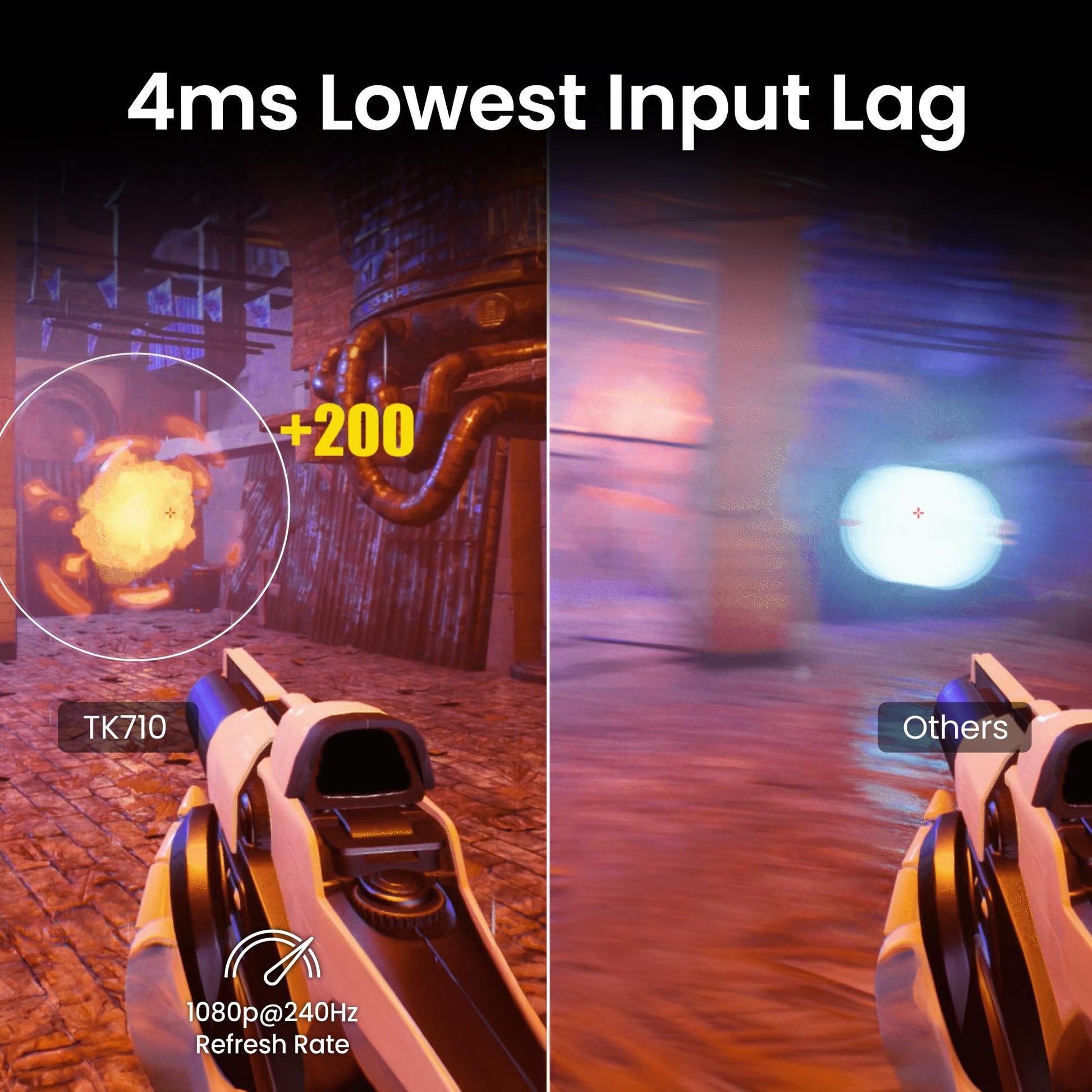 BenQ TK710STi 4K HDR Laser 3200 Lumens Movie and Gaming Short Throw Projector with 4ms Response Time | 240Hz Refresh Rate | HDR10 & HLG - TK710 - 4K Laser 3200 lm 5W Speaker