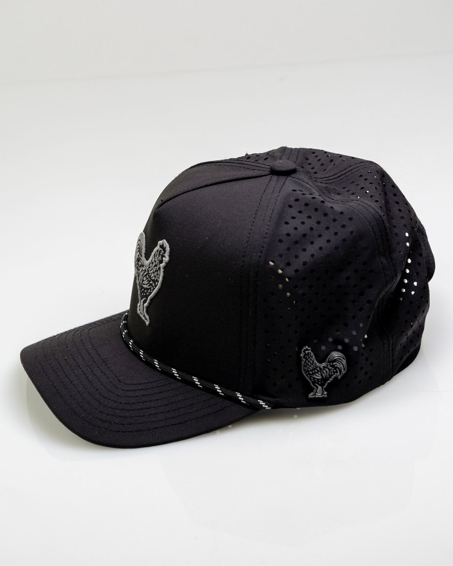 Black Cock Black - Perforated Rope Hat - Pins and Aces