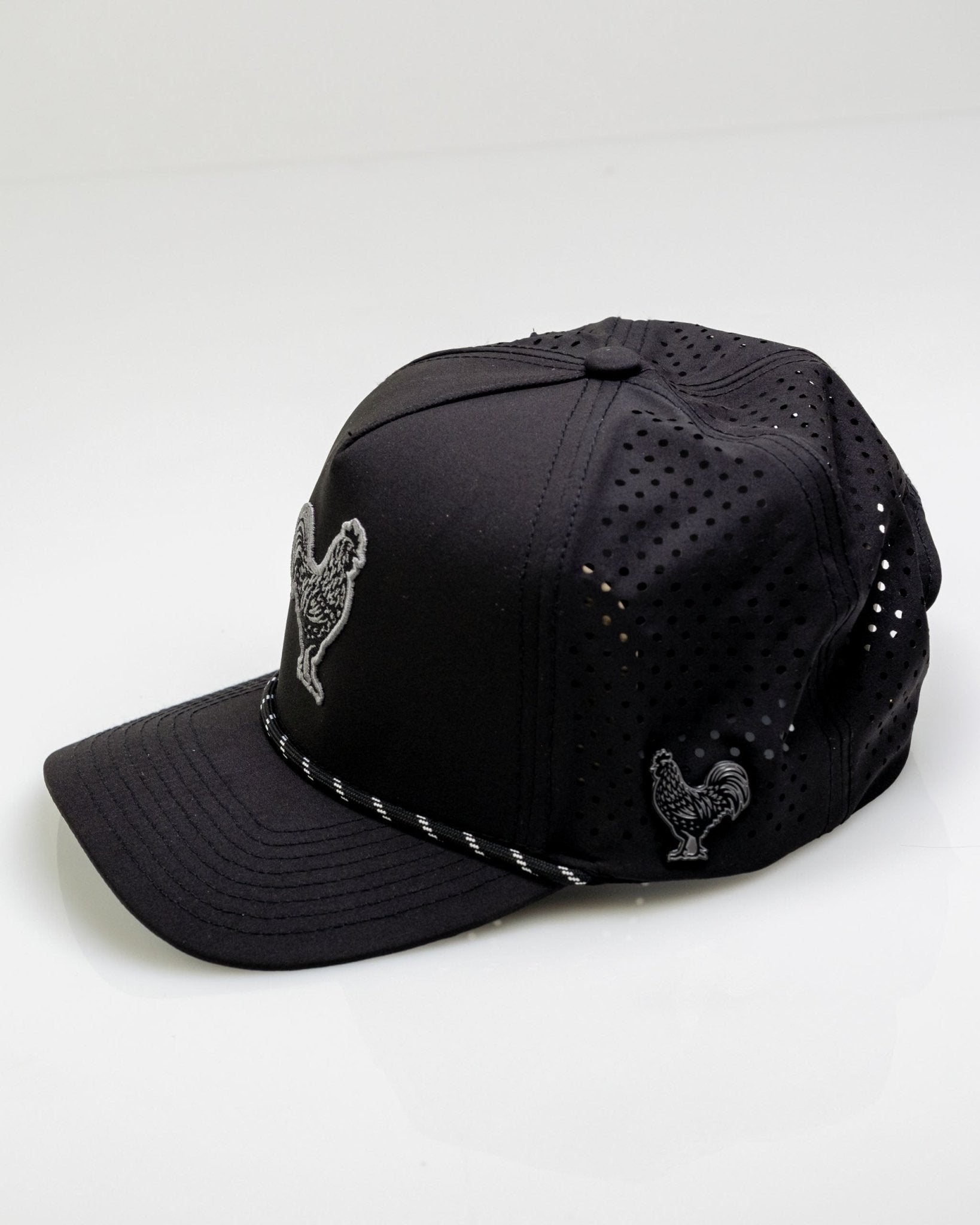 Black Cock Black - Perforated Rope Hat - Pins and Aces